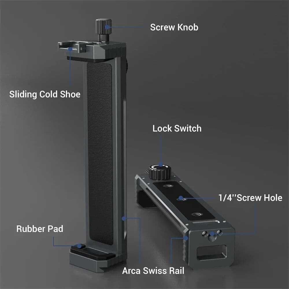 NONE LEAPLIGHT Aluminum Tripod Mount Holder for iPad Tablet Tripod Mount W 1/4' Screw Tripod Mount for 4.7'-12.9' Most Tablet