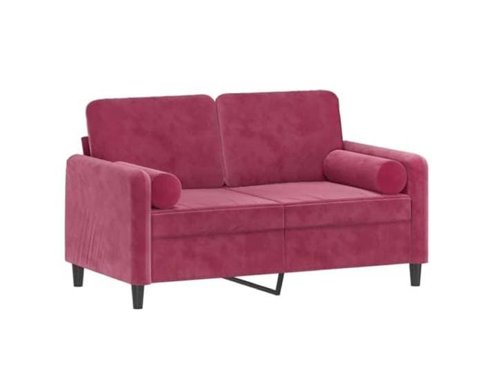 KTHLBRH Sofa 2-Sitzer Samt Weinrot 138 cm Gestell aus Metall, Schaumstoff, 2 Kissen inklusive, maximale Belastung 110 kg