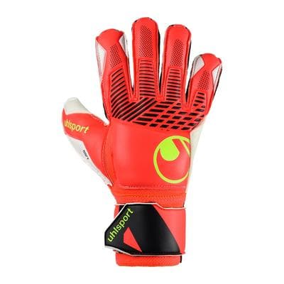 Torwarthandschuhe UHLSPORT "Torwarthandschuhe FM ZNE Soft Flex Frame", Herren, Gr. 10, rot (fluo rot, weiß, fluo gelb), Obermaterial: 81% Gummi rubber. 13% Polyester PES. 6% Nylon NY., Handschuhe