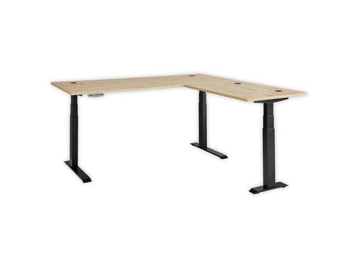 Memphis Eckschreibtisch höhenverstellbar elektrisch in Artisan Eiche Optik, Graphit - Verstellbarer Bürotisch mit Memory Funktion & Metallgestell - 185/100 x 64-129 x 77/67 cm (B/H/T)