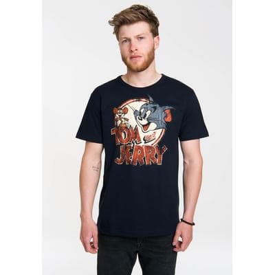 T-Shirt LOGOSHIRT "Tom und Jerry", Herren, Gr. 3XL, blau (dunkelblau), 100% Baumwolle, bedruckt, normal, Rundhals, Shirts T-Shirt, mit tollem Print