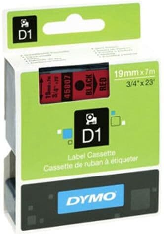 Dymo 45807 fita preto sobre vermelho 19 mm (7m)