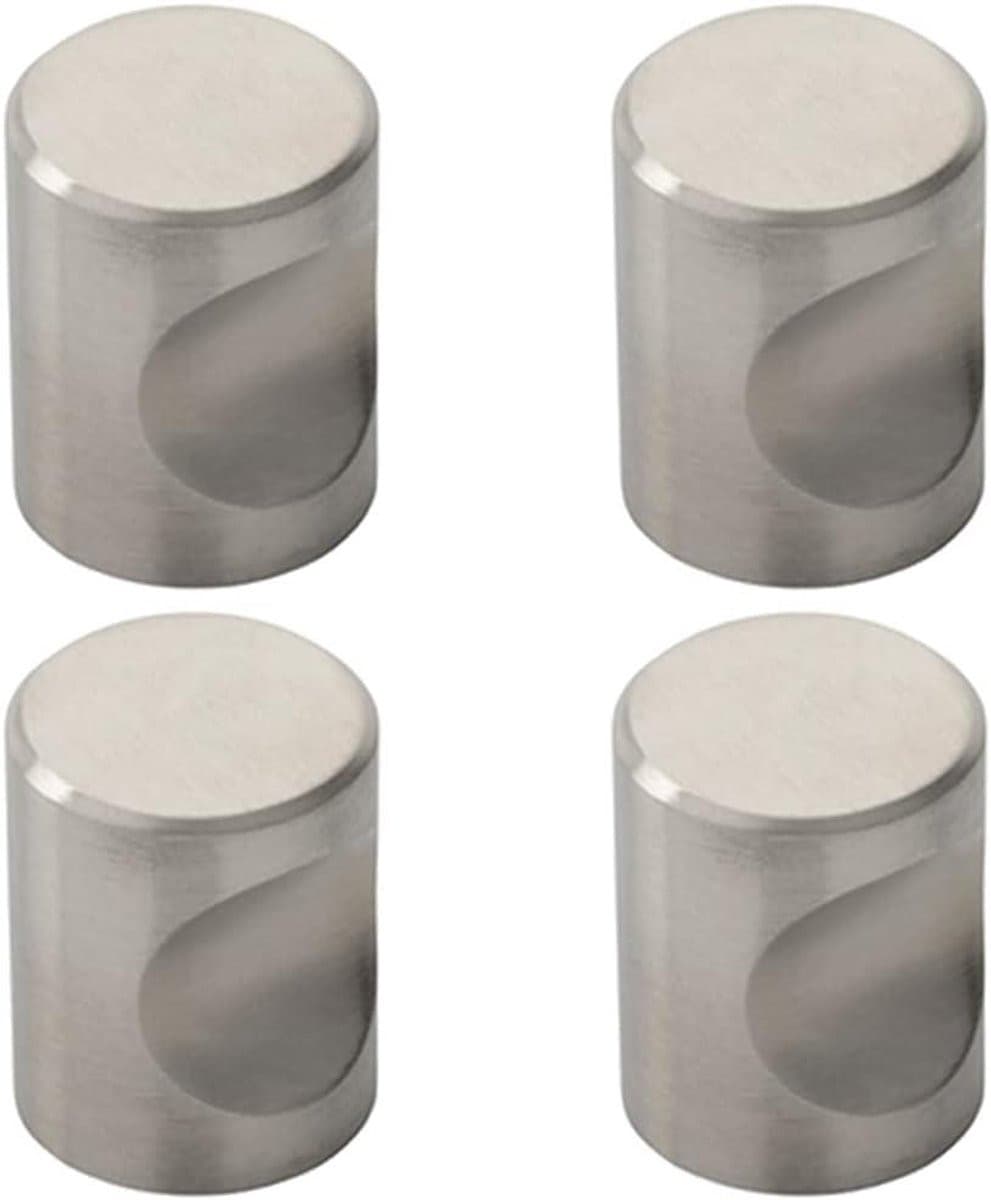 Zilverkleurige set deurknoppen en meubelgrepen van roestvrij staal met een diameter van 20 mm
