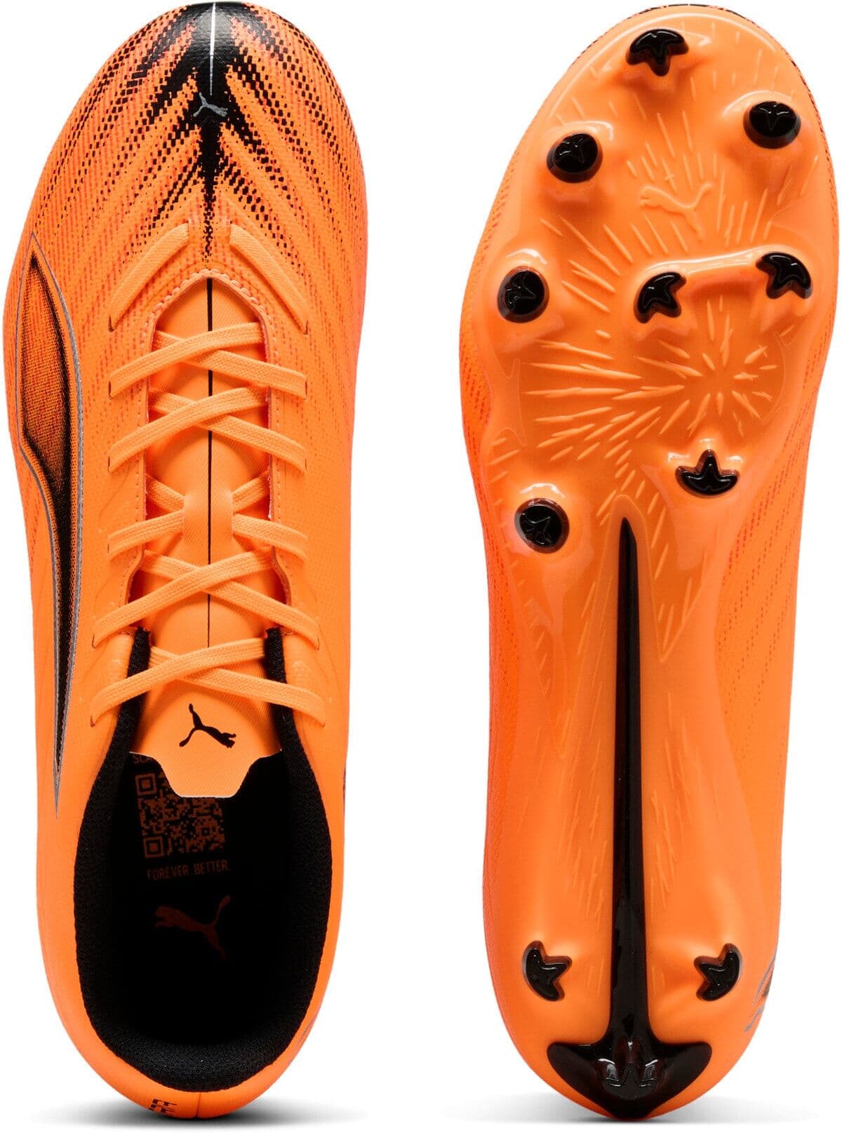 Fußballschuh PUMA "ULTRA 6 PLAY FG/AG", Damen, Gr. 44, Textil, heat fire, puma schwarz, glowing rot, Synthetik, Schuhe Fußballschuh, für Rasenplätze und Kunstrasen, mit SPEEDSYSTEM-Laufsohle