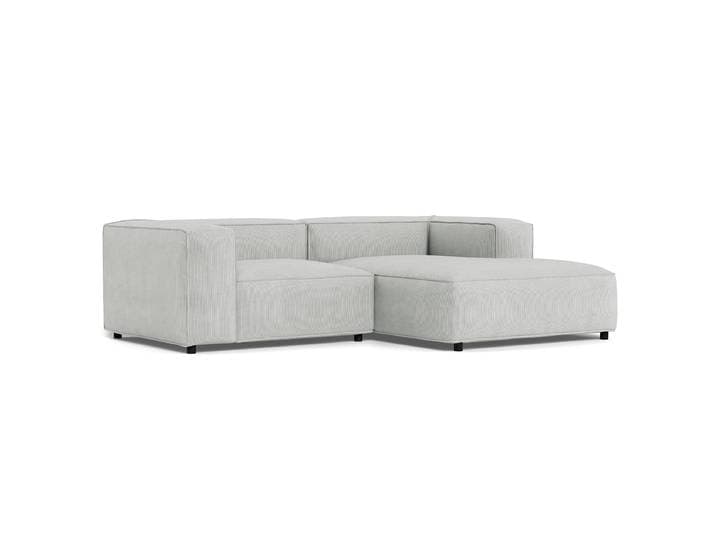 Ecksofa 1,5-Sitzer mit Longchair Grau Cordstoff Snor 245 x 66 x 175cm Longchair davorstehend rechts Modern