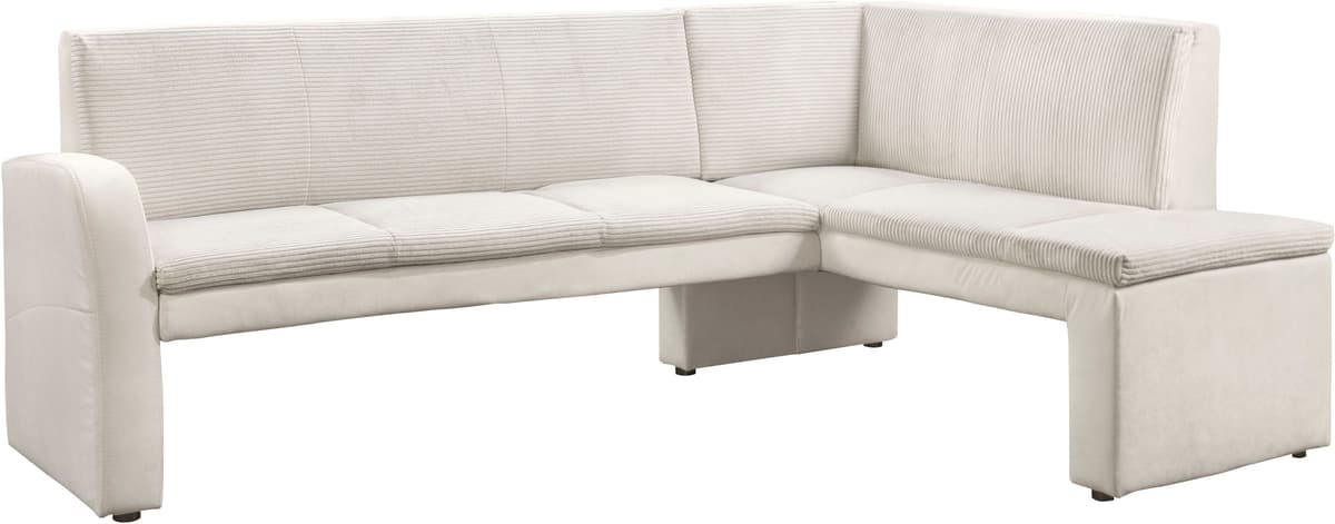 Eckbank EXXPO - SOFA FASHION "Cortado, elegant und modern mit hohem Sitzkomfort", weiss (beige), B:245cm H:88cm T:156cm, Samtvelour (Zusammensetzung: 100% PES), Sitzbänke, Eckbank, hohe Bodenfreiheit, schöne Detailverarbeitung, wahlweise Lederbezug beige 