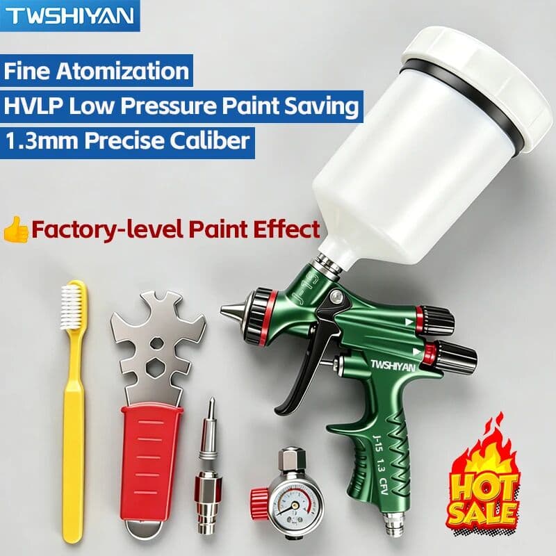 TWSHIYAN Professional Gravity Feed Hvlp Spray Gun 1.3mm High Atomization High Transfer Efficiency Air Paint Gun for Automotive Painting