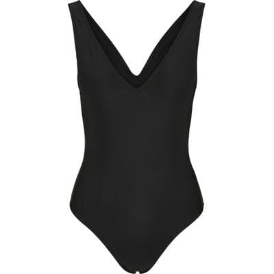 Monokini URBAN CLASSICS "Urban Classics Damen Ladies Recycled High Leg Swimsuit", Damen, Gr. M, N-Gr, schwarz, 83% Polyester, 17% Elasthan, Badeanzüge