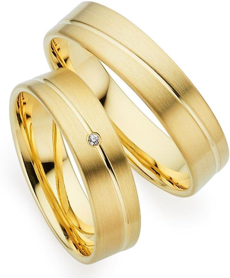 Trauring PHÖNIX "Schmuck Geschenk Gold 333 Trauring Ehering LIEBE versch. Varianten" Gr. 53, gold (gelbgoldfarben), Fingerringe, Damen, 53, 0,01 SI = kleine Einschlüsse mit Brillant, Gelbgold 333, 5mm, Trauring, Made in Germany, wahlweise mit oder ohne Br