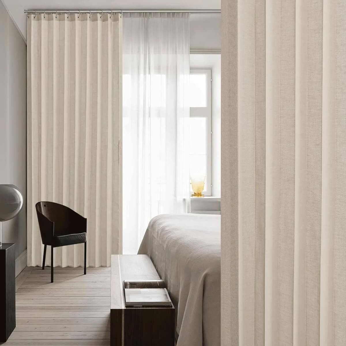 NONE Folding Door Curtains Natural Blackout Pleated Door Curtains with Hooks for Door Way, Accordion Style Closet Door Curtains Wall