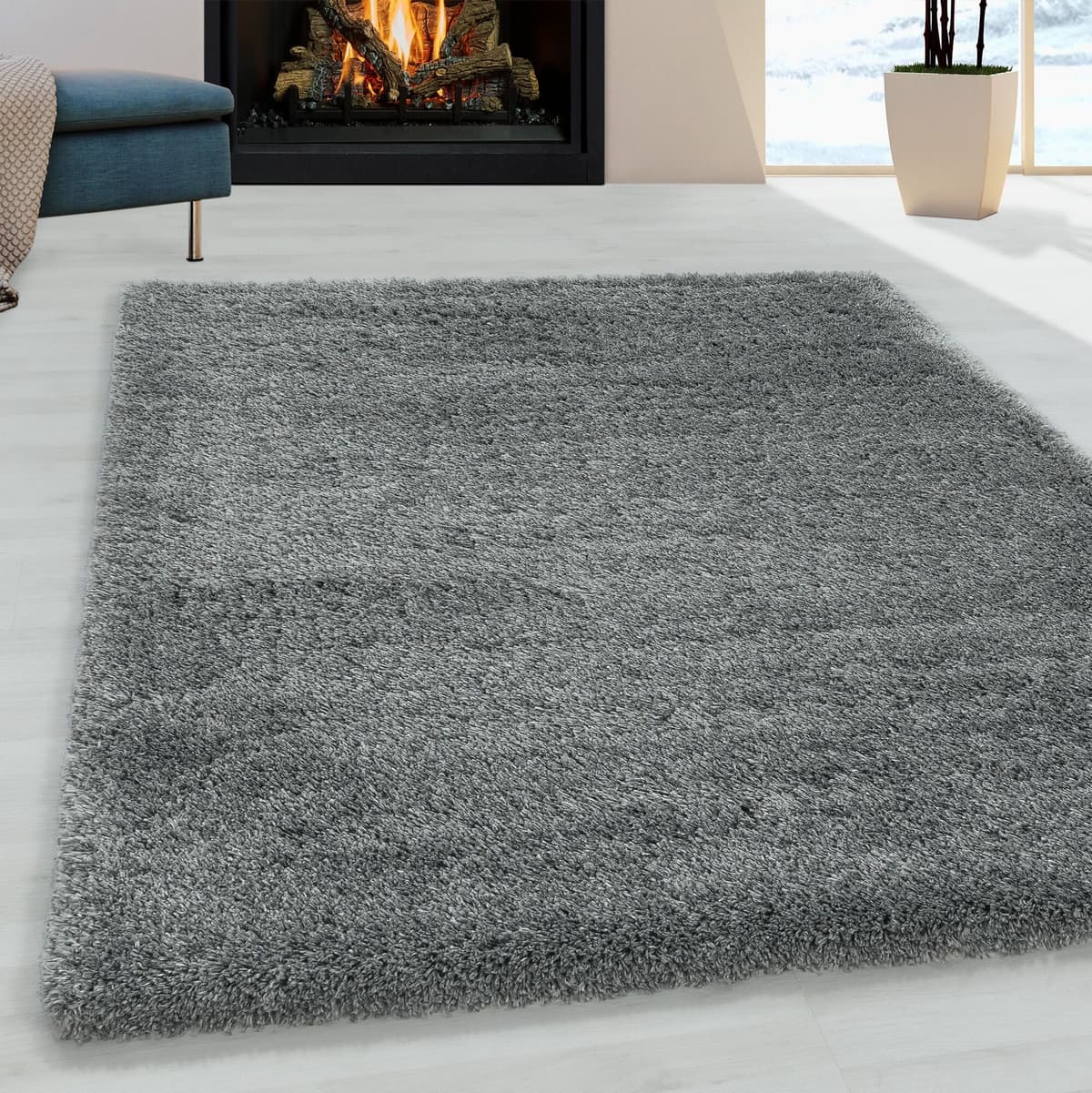Hochflor-Teppich AYYILDIZ TEPPICHE "FLUFFY 3500, auch als Läufer und in Rund", grau (hellgrau), B:60cm H:50mm L:110cm, Polypropylen (PP), Teppiche, Hochflor-Teppich, Langflor, Shaggy, uni, robust, Wohnzimmer hellgrau B : 60cm 1 Stk., 50mm, L: 110cm