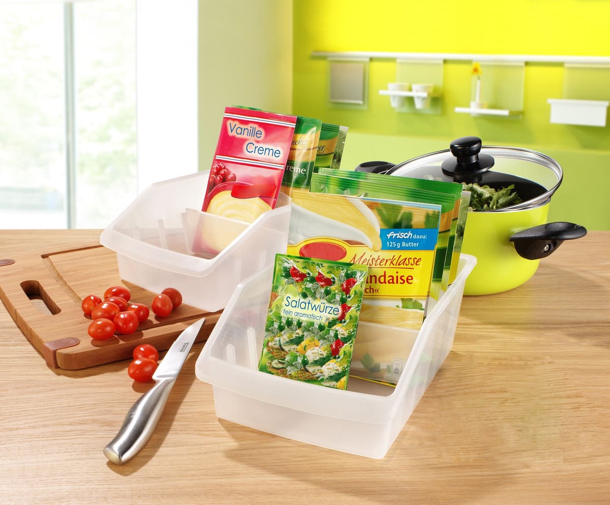Organizer RUCO, transparent, B:16cm H:9cm T:24cm, Kunststoff, Aufbewahrungsboxen, Organizer, Kunststoff, für den Küchenschrank