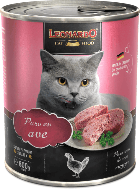 Leonardo Puro en Ave Lata para Gatos 800 gr