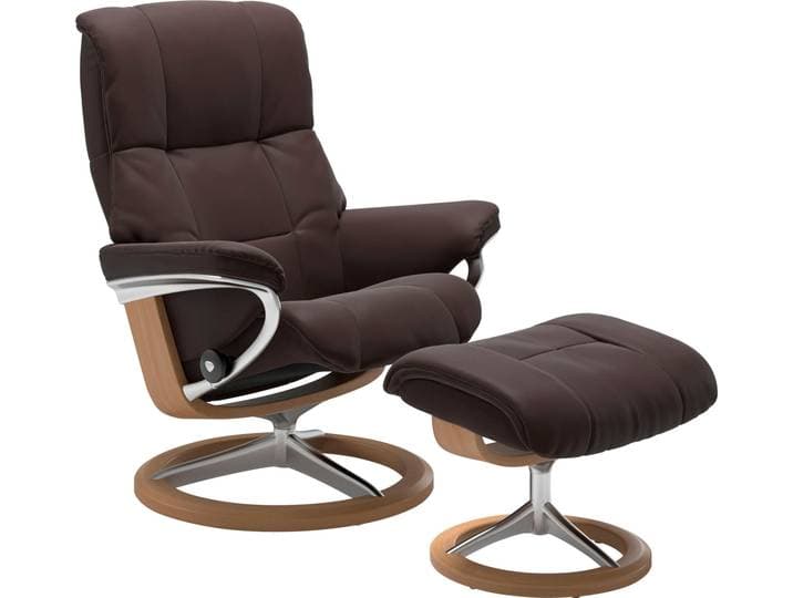 Relaxsessel STRESSLESS Mayfair , braun (chocolate paloma), B:83cm H:102cm T:73cm, Leder BATICK: BATICK ist ein leicht korrigiertes, durchgefärbtes und genarbtes Möbelleder, bei dem die meisten Unebenheiten und Spuren in der Regel entfernt wurden.;Leder PALOMA: PALOMA ist ein durchgefärbtes Semianilin-Möbelleder mit natürlicher Narbung.;ROHLEDER Stoff Q2 FARON: Ein fester zuverlässiger Bouclé mit einem strukturierten Aussehen und einer komfortablen Oberfläche (100% Polyester im Flor, Grundgewebe: 50% Polyester, 50% Polyacryl);Microfaser DINAMICA (88% Polyester, 12% Polyurethan), Sessel, Relaxsessel, mit Signature Base, Größe S, M & L, Gestell Eiche