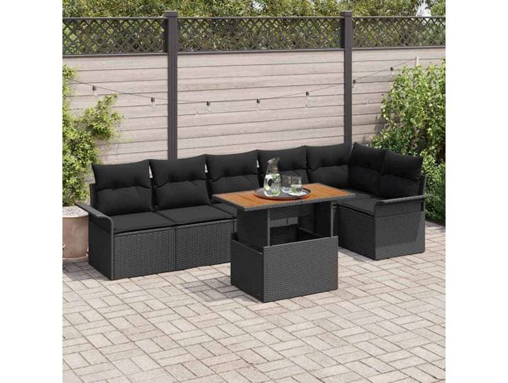 vidaXL Garten-Sofa-Set 7 stk. Schwarz Poly Rattan