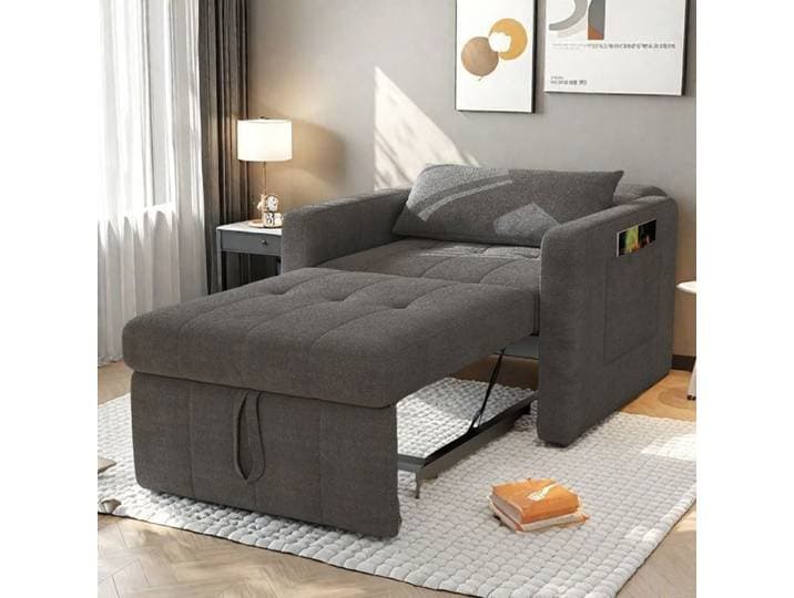 Fauteuil Chaise longue Chaise rembourré Canapé-lit Fauteuil individuel Canapé-lit convertible avec espace de rangement Beige