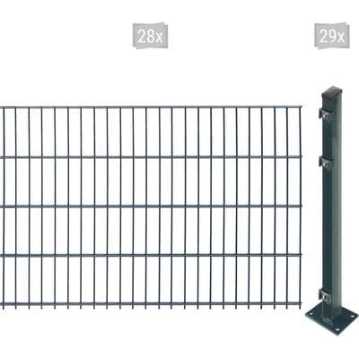 Doppelstabmattenzaun ARVOTEC "EASY 83 zum Aufschrauben", grau (anthrazit), H:83cm, Kunststoff, Stahl, Zaunelemente, Zaunhöhe 83 cm, Zaunlänge 2 - 60 m