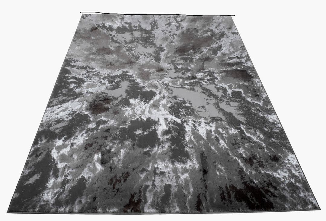 Metro Abstract and Marble Flokati Area Rug Grey Rectangle 80 x 150 cm