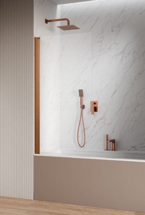Radaway Nes Pnj Brushed Copper parawan nawannowy 80cm lewy szczotkowana miedź szkło przejrzyste 10011080-93-01L