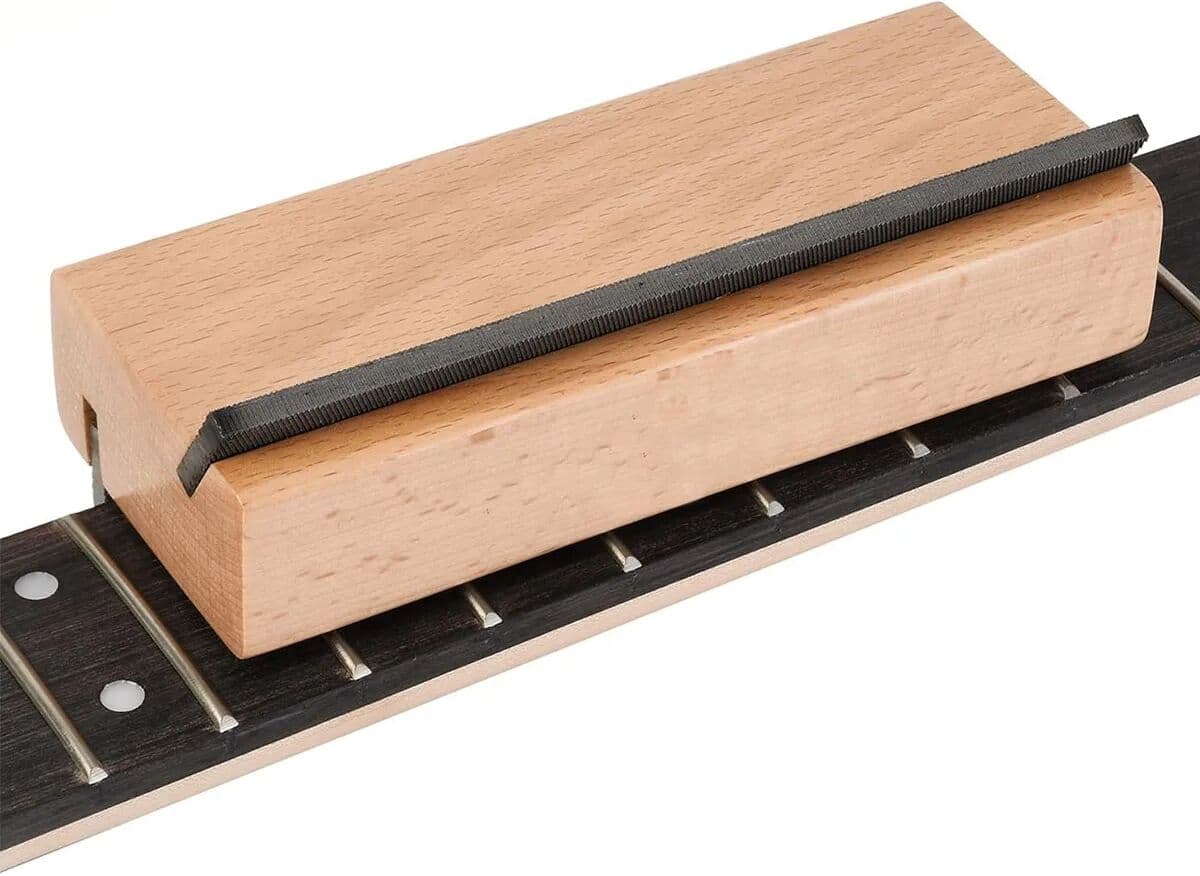 Miwayer 2-in-1 Wood Fret Beveling File-30°/90° Luthier Tool for Fret End Dressing,High Carbon Steel Double-Cut File for Guitar