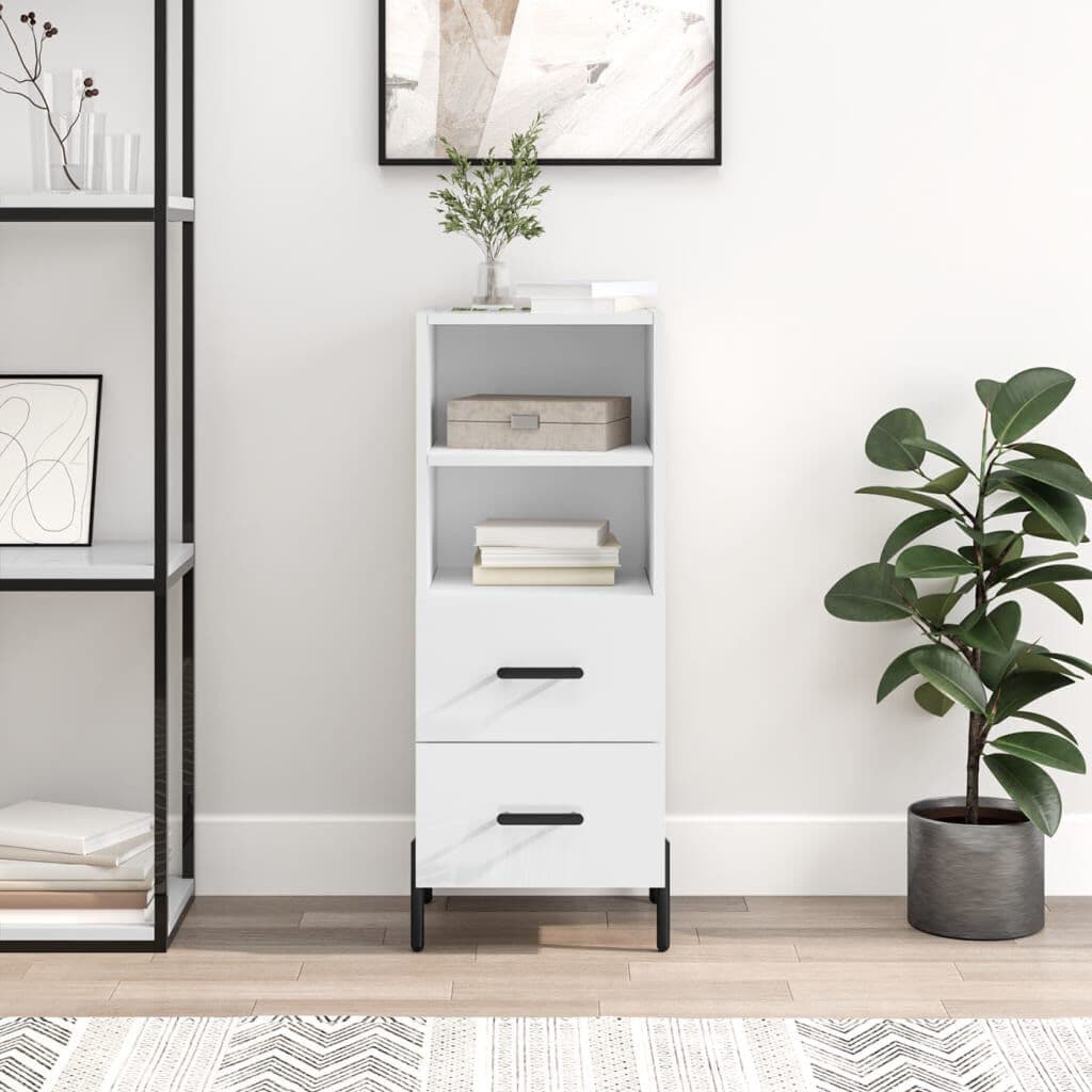 17 Stories Mannuela Iron 1 -Door Accent Cabinet High Gloss White 90cm H X 34.5cm W X 34cm D