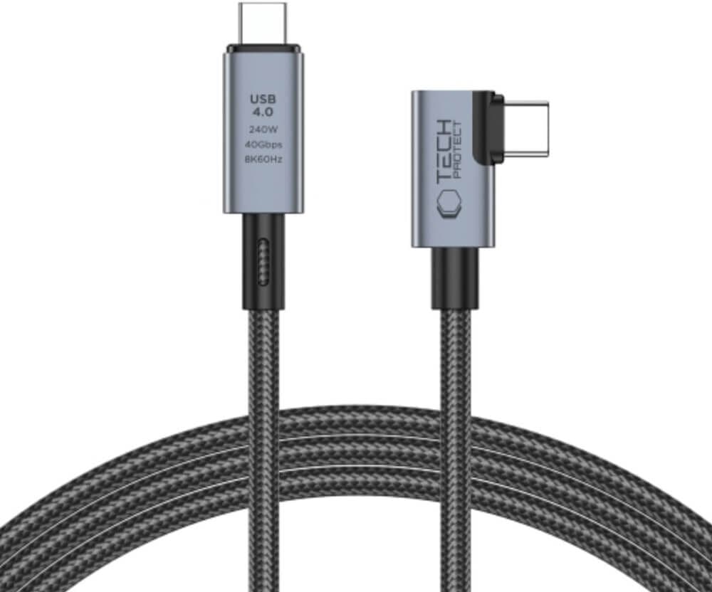 Tech-Protect Ultraboost Max PD 240W/8K USB-C - USB-C Kaapeli, 1,5m, Harmaa