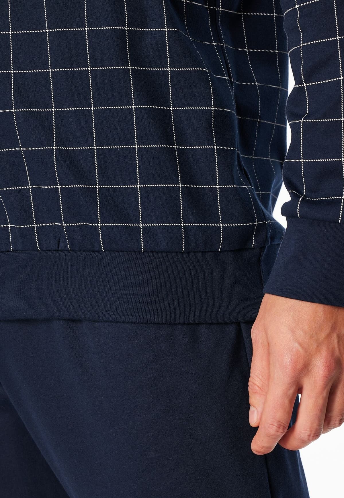 Pyjama SCHIESSER "Fine Interlock", Herren, Gr. 62, blau (804, nachtblau), Interlock, Obermaterial: 100% Baumwolle, bequem lang, Rundhals, angesetztes Bündchen, Homewear-Sets Pyjama, mit Rundhalsausschnitt, langärmelig, Baumwolle