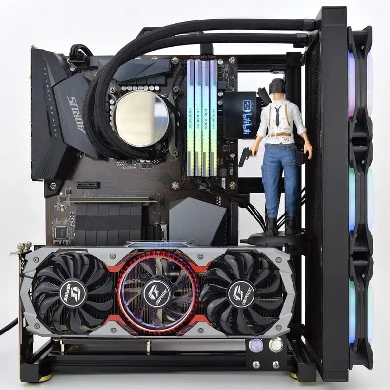 NONE MOD Gamers Cabinet Large Open PC Case Frame Rack Aluminum Creative DIY Desktop Gaming Computer Chassis Water Cooling