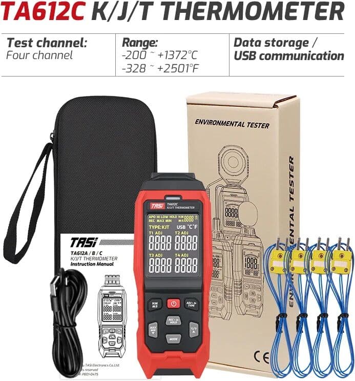 TASI TA612A TA612B TA612C Thermometer Contact Digital Thermocouple Temperature Tester K/J Thermometer C/ F Measuring Tools