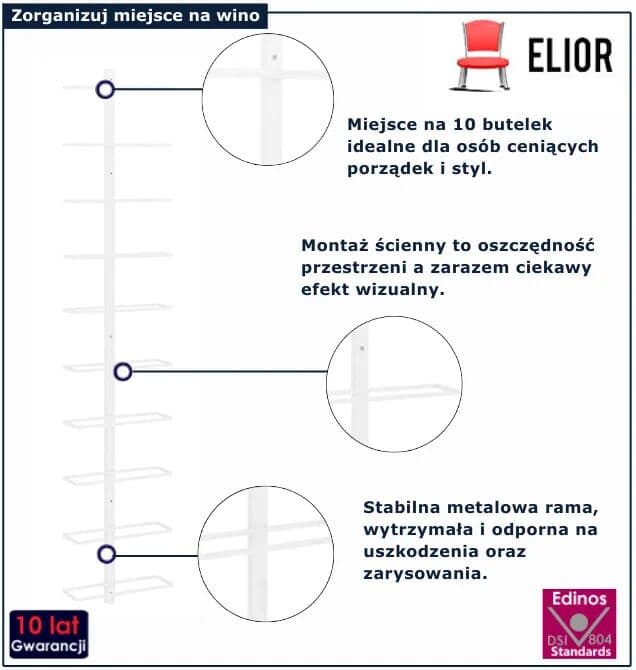 Edinos Biały minimalistyczny uchwyt ścienny W9-T40