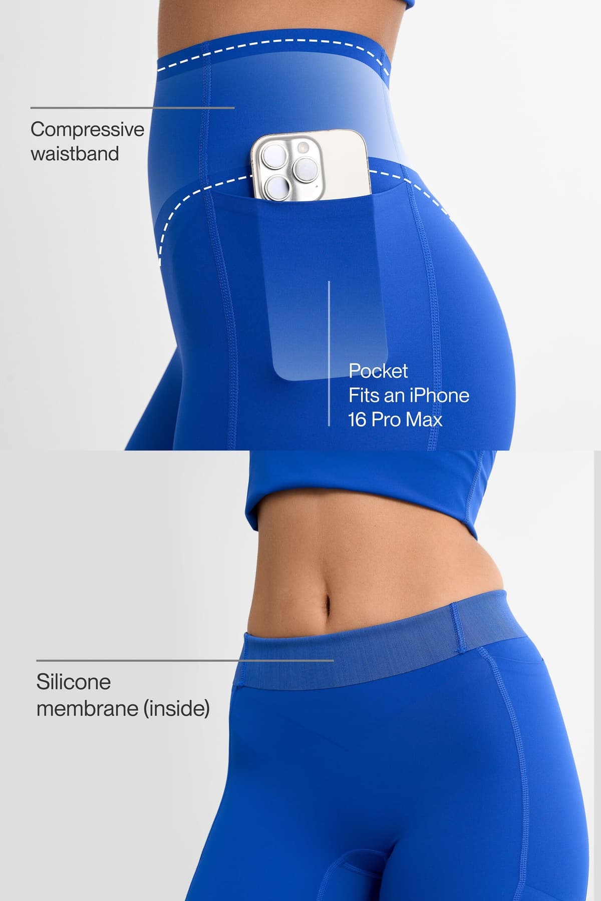 Famme Pocket Compression Leggings Blue S