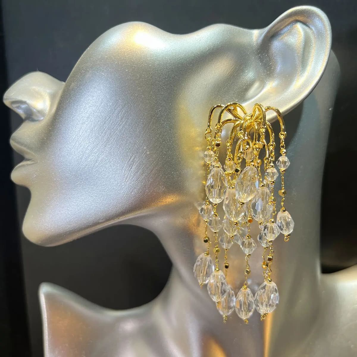 NONE Luxury Long Tassel Crystal Earrings, Super Sparkling Delicate Dangle Earrings, Trendy Temperament Lady Jewelry Gift