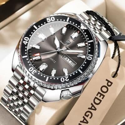 Uplifted Finds Poedagar Business Men Watch Waterproof Luminous Date Week silver Brown