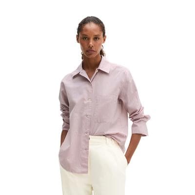 Langarmbluse MARC O'POLO "aus Baumwoll-Chambray", Damen, Gr. 40, rosa (mild rose), Obermaterial: 100% Baumwolle, unifarben, oversize normal, Manschette, Blusen