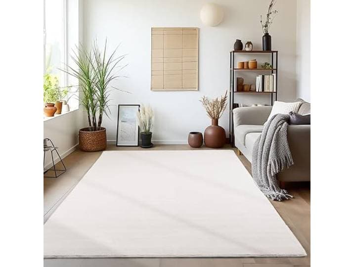 DecoTappi Tapis Modernes Design Crème 140x200 cm Poils Courts\, Couleur Unique\, pour Salon\, Dos antidérapant