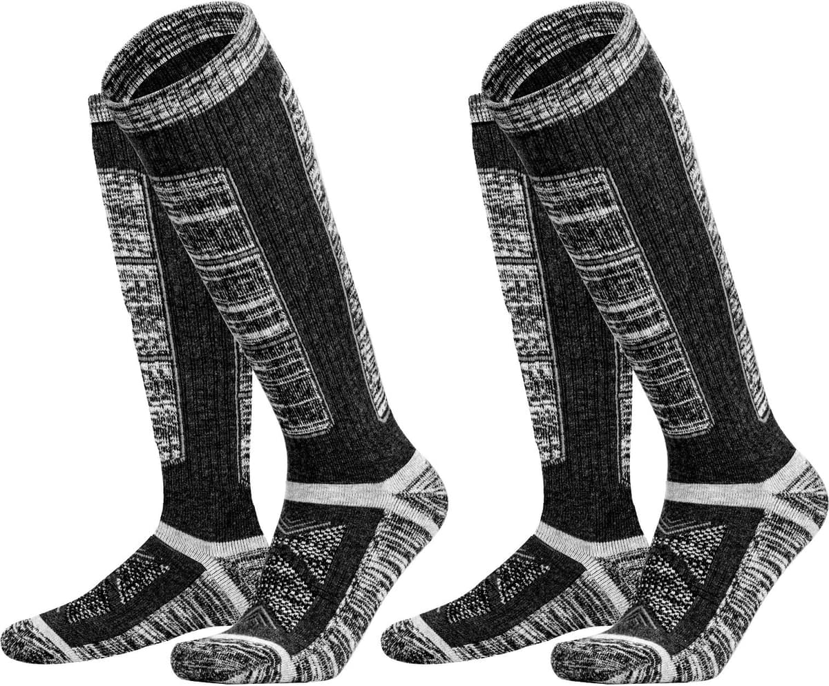 YUEDGE Merino Wool Ski Socks 2 Pairs Pack for Skiing, Snowboarding, Outdoor Sports Performance Socks