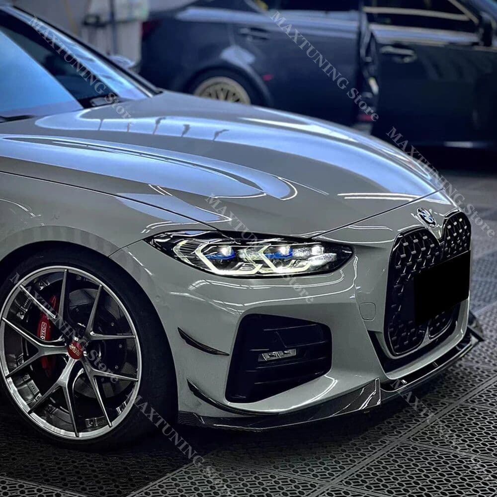 NONE For BMW 4 Series G22 G23 Front Bumper Side Canard Splitter 420i 430i M440i M440d 2020-2024 Aero Kit Wings Trim Spoiler Body Kit