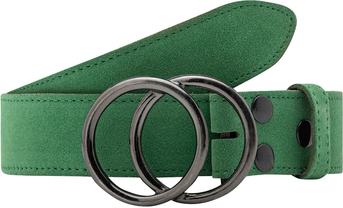 Ledergürtel RETTUNGSRING GÜRTEL, Damen, Gr. 120, grün, Leder, unifarben, Gürtel Ledergürtel, mit austauschbarer Schliesse »Zwei Kreise Schwarz« grün 120