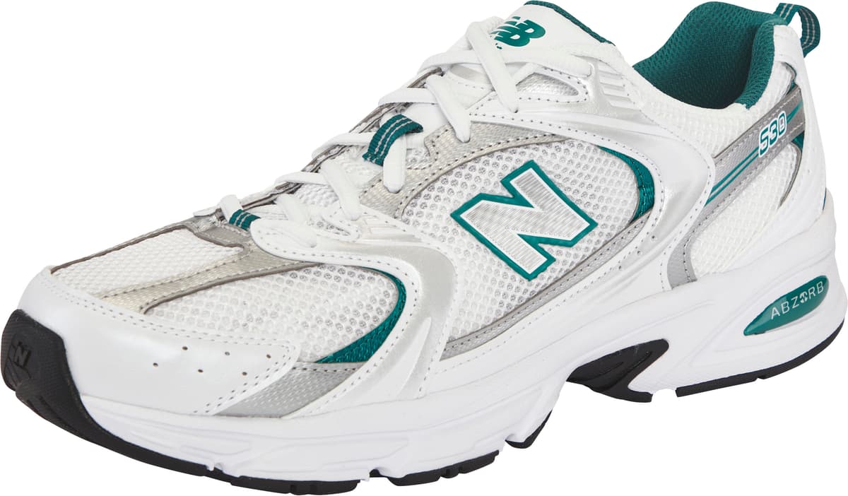 Sneaker NEW BALANCE "530", Herren, Gr. 44, weiß (weiß, grün), Mesh, Synthetik, Schuhe Sneaker