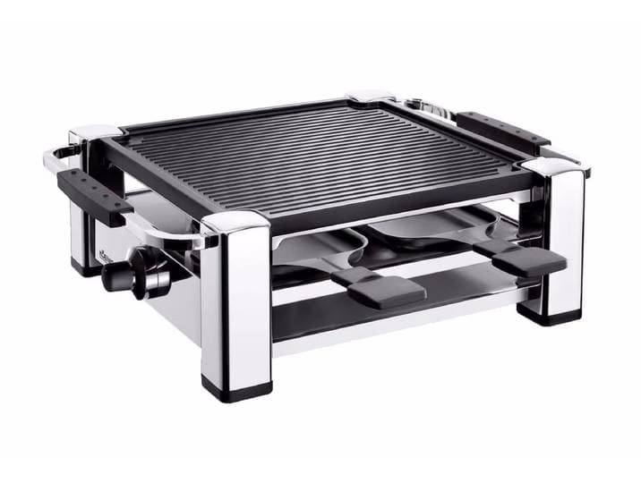 Koenig Raclette Grill 4er Raclettegerät für 4 Personen – Raclette Ofen/Raclette Grill – chrom