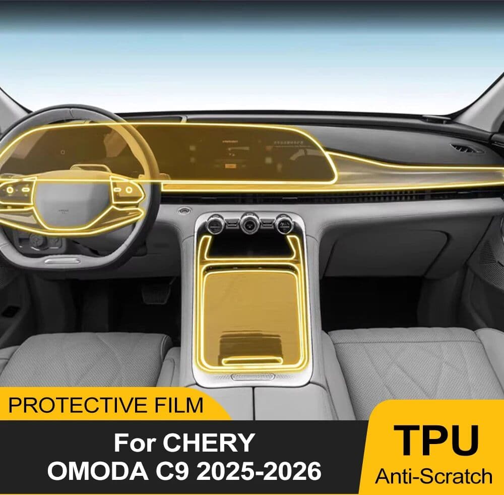 NONE Pre Cutting Transparent TPU Film for CHERY OMODA C9 2025 2026 Gear Panel GPS Navigation Center Console PPF Interior Accessories