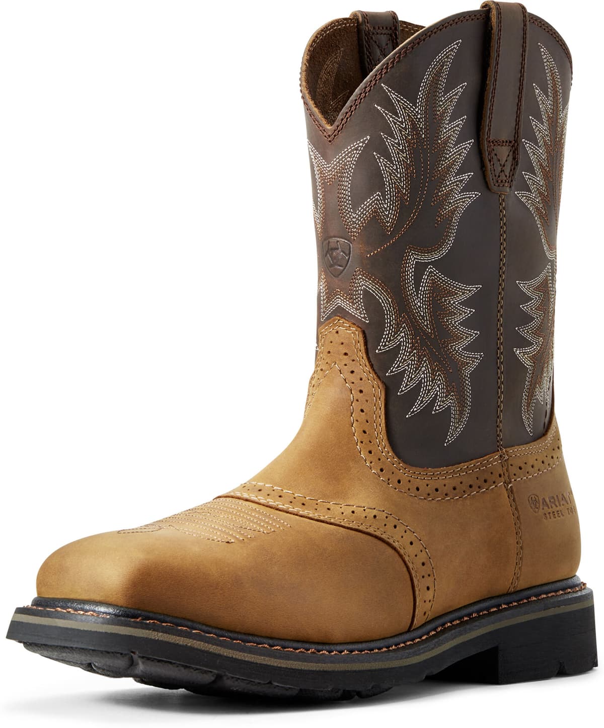 Men's Sierra Wide Square Toe Steel Work Boots in Aged Bark, Size: 14 D / Medium by Ariat