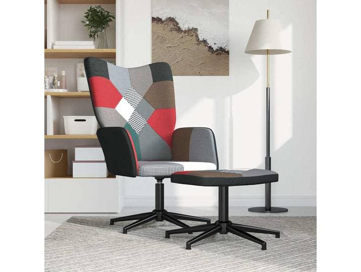 vidaXL Relaxsessel mit Hocker Patchwork Stoff