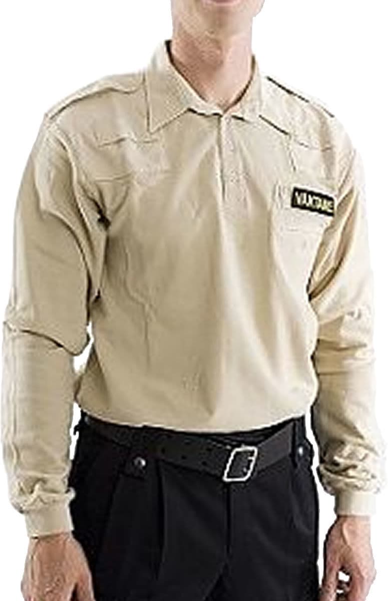 Robust Safety-Sec Väktare Hundförarpiké - Lång Ärm (Färg: Khaki, Storlek: XS)