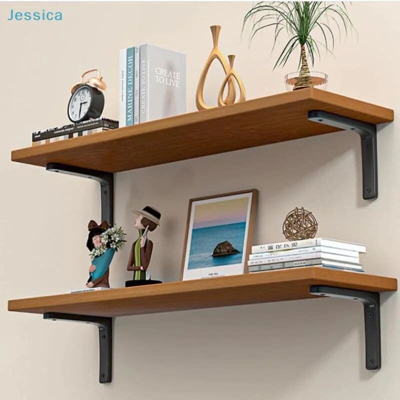 NONE ♥Wall-Mounted Floating Shelves with Brackets - Decorative Storage Shelves for Living Room, Bedroom & Home Organization