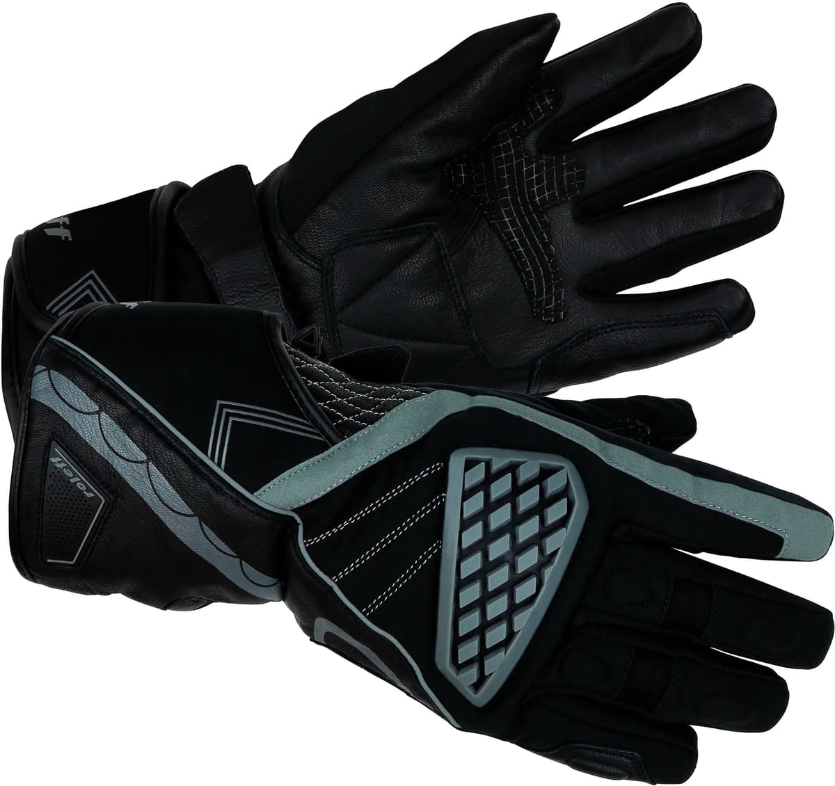 Motorradhandschuhe ROLEFF "Winter" Gr. XXXL, schwarz (schwarz, grau ro202), Handschuhe, 3XL, Obermaterial: 60% Rindsleder, 40% Polyester. Innenfutter: 100% Polyester, Motorradhandschuhe, winddicht, wasserdicht
