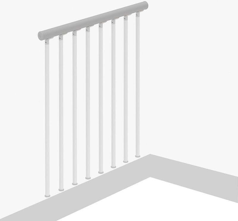 Iris Balaustra in kit  Superiore in acciaio bianco, corrimano in pvc grigio, L 101 cm fissaggio a pavimento