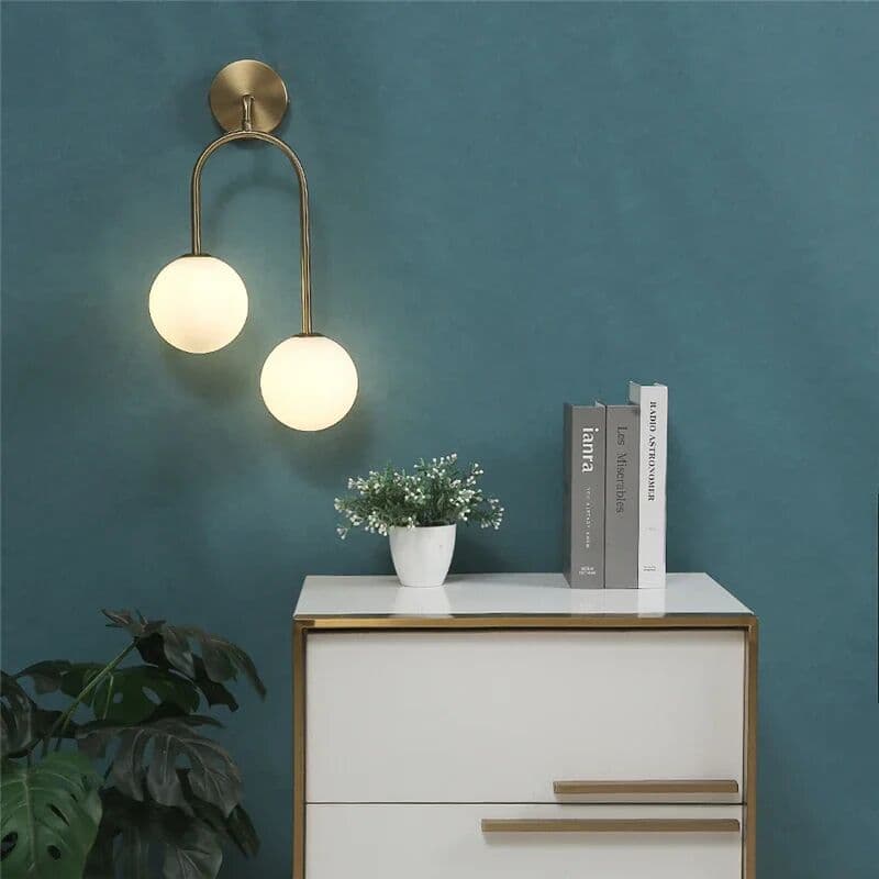 Lava Nordic Glass Ball Wall Lamps Bedroom Bedside Lamp Living Room Background Wall Light LED Indoor Lighting with White Ball G9 Bulbs