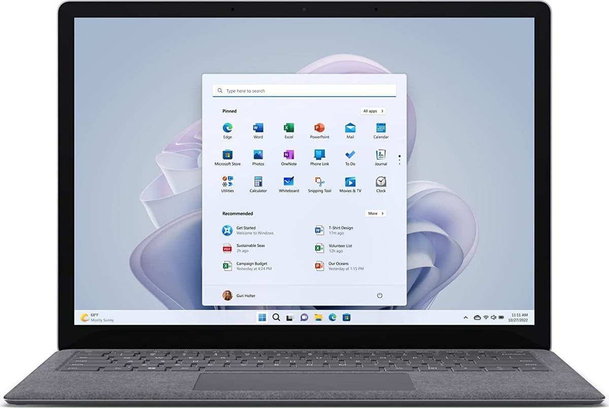 Microsoft Surface Laptop 5   i7-1265U   13.5"   8 GB   128 GB SSD   2256 x 1504   Touch   Bakgrundsbelyst tangentbord   platinum   Win 11 Pro   PT