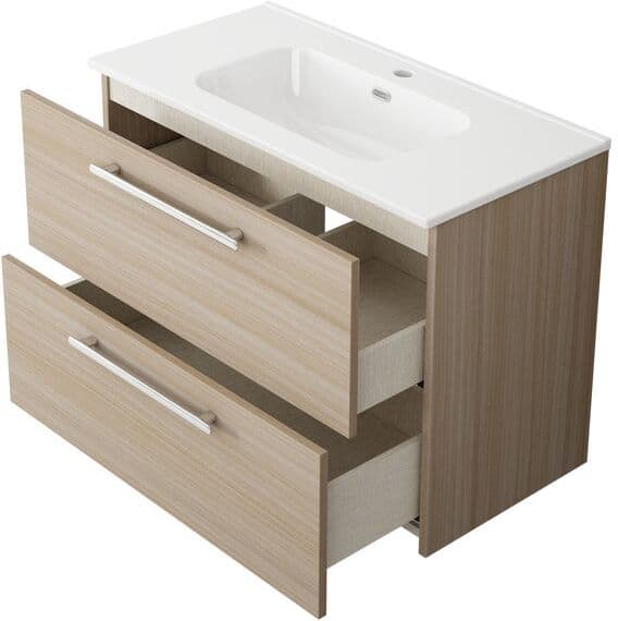 SENSEA Base sospesa Remix 2 cassetti, L80 X P39 X H57.7 cm, rovere chiaro